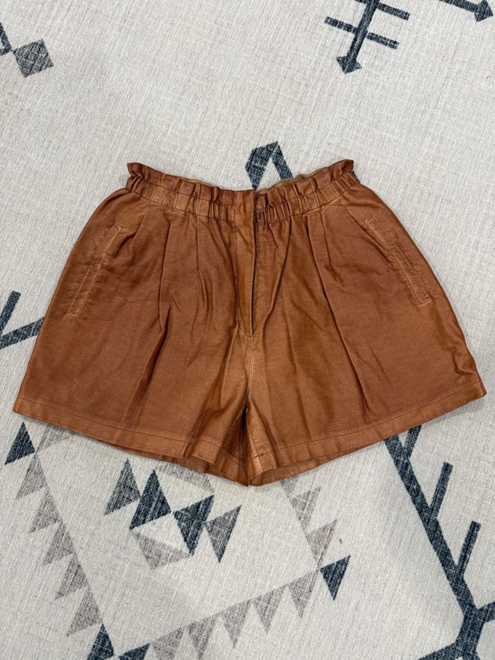 Zara Croc embossed leather shorts